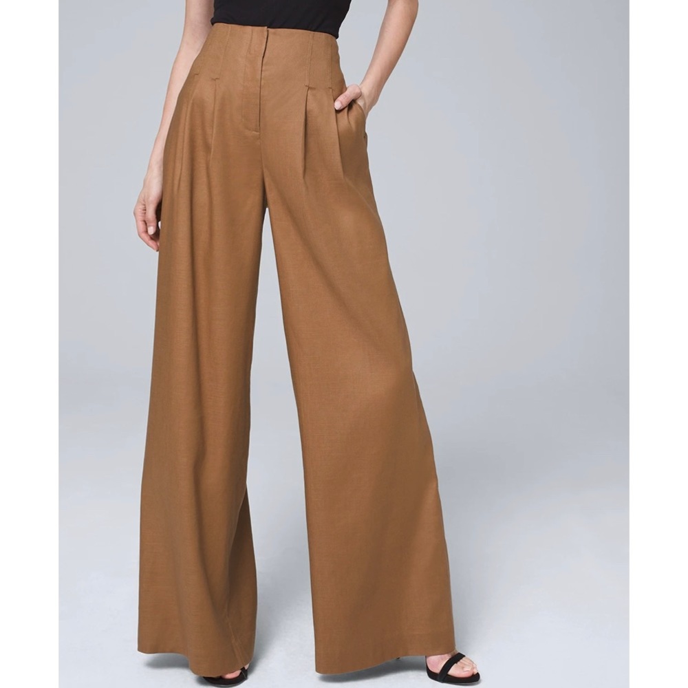 White House Black Market Linen Wide Leg Pants